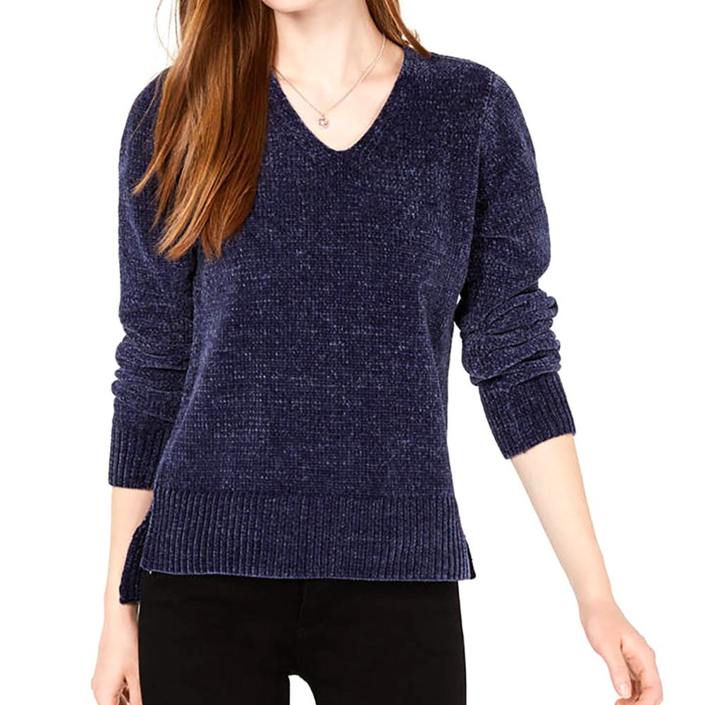 New with tag Maison Jules Blue Chenille Soft Velvet Sweater XS Macy's Nordstrom